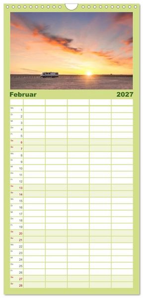 Produktbild: Familienplaner 2027 - Abenteuer Wohnmobil - Camping, Vanlife, Roadtrips mit 5 Spalten (Wandkalender, 21 x 45 cm) CALVENDO