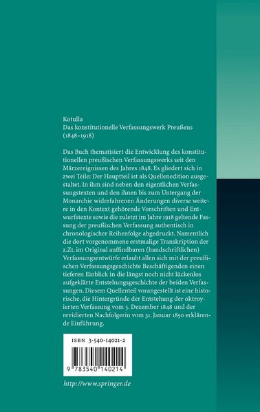 Produktbild: Das konstitutionelle Verfassungswerk Preu&szlig;ens (1848&ndash;1918)
