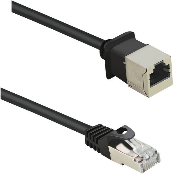 Produktbild: Renkforce RF-4394127 RJ45 Patchkabel CAT 5e F/UTP 5.00 m Schwarz Verl&auml;ngerungskabel mit Rastnasenschutz, vergoldete Steckkontakte 1 St.
