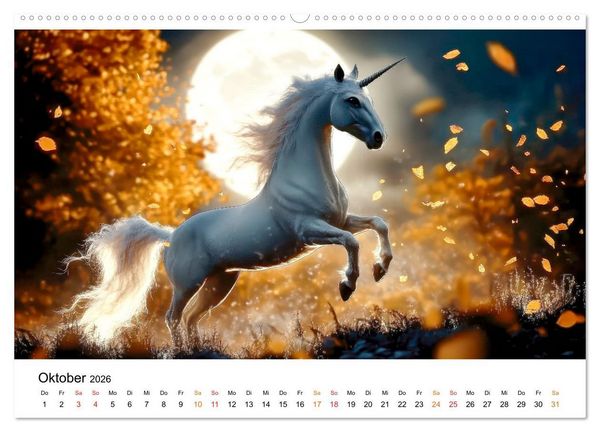 Produktbild: Einhorn-Welten - zwischen Fantasie und Wirklichkeit (Wandkalender 2026 DIN A2 quer), CALVENDO Monatskalender