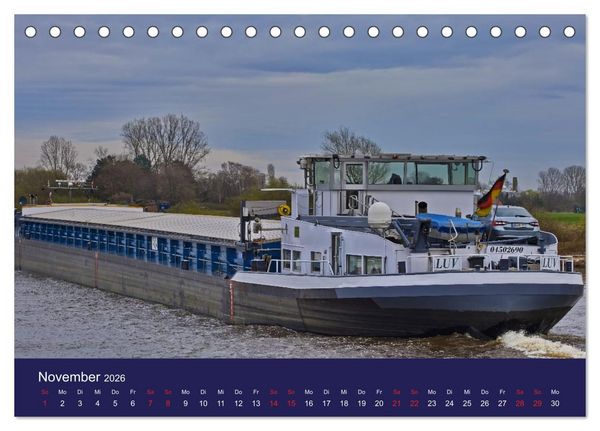 Produktbild: Binnenschiffe im Norden (Tischkalender 2026 DIN A5 quer), CALVENDO Monatskalender