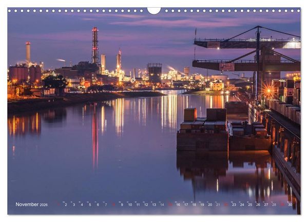 Produktbild: Mannheim 2026 - wenn es Nacht wird im Hafen (Wandkalender 2026 DIN A3 quer), CALVENDO Monatskalender