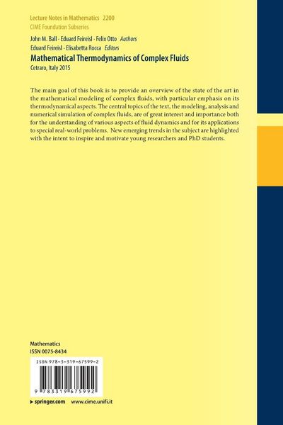 Produktbild: Mathematical Thermodynamics of Complex Fluids