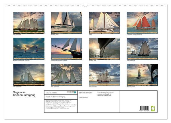 Produktbild: Segeln im Sonnenuntergang (Wandkalender 2026 DIN A2 quer), CALVENDO Monatskalender