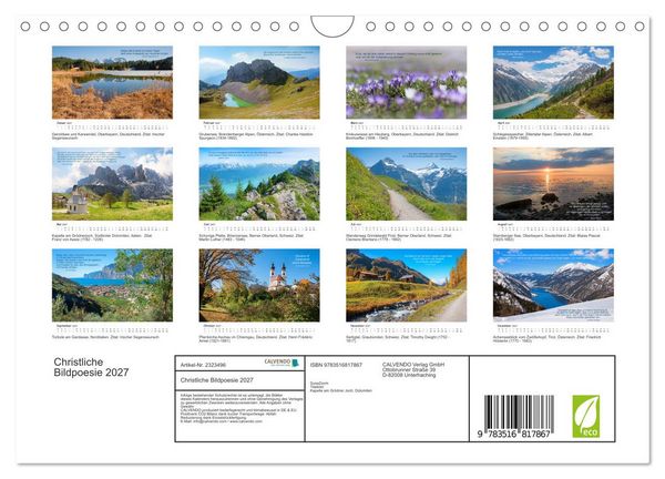 Produktbild: Christliche Bildpoesie 2027 (Wandkalender 2027 DIN A4 quer), CALVENDO Monatskalender