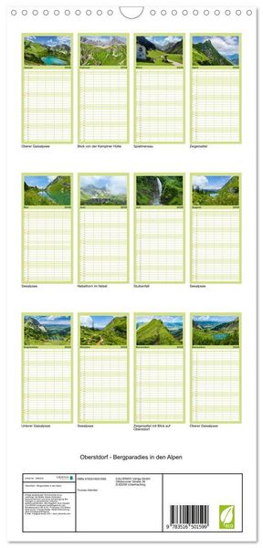 Produktbild: Familienplaner 2026 - Oberstdorf - Bergparadies in den Alpen mit 5 Spalten (Wandkalender, 21 x 45 cm) CALVENDO