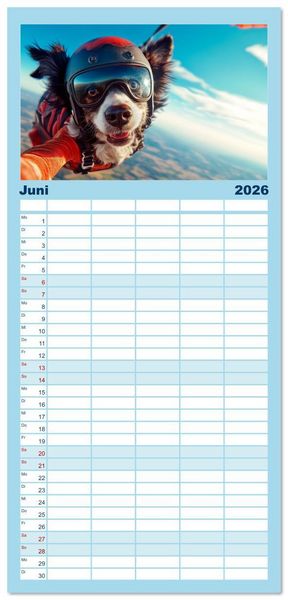 Produktbild: Familienplaner 2026 - HUNDE-SELFIES Tierischer Outdoorspa&szlig; mit 5 Spalten (Wandkalender, 21 x 45 cm) CALVENDO