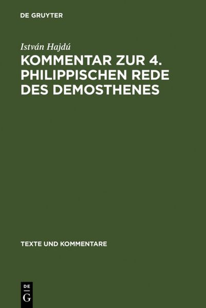 Produktbild: Kommentar zur 4. Philippischen Rede des Demosthenes