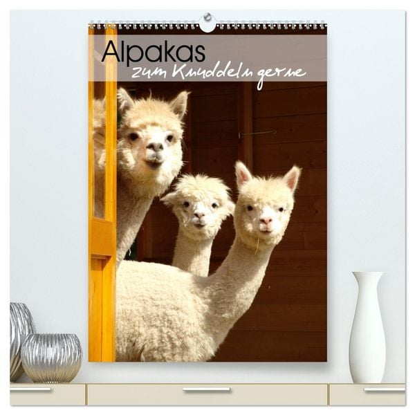 Produktbild: Alpakas zum Knuddeln gerne (hochwertiger Premium Wandkalender 2026 DIN A2 hoch), Kunstdruck in Hochglanz