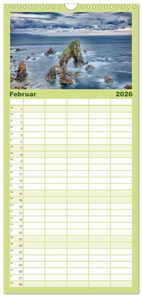 Produktbild: Familienplaner 2026 - Irland - Zauberhafte Insel in gr&uuml;n mit 5 Spalten (Wandkalender, 21 x 45 cm) CALVENDO