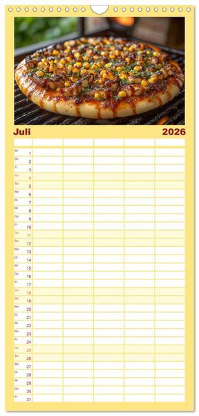 Produktbild: Familienplaner 2026 - Pizza geht immer - Zu jeder Jahreszeit mit 5 Spalten (Wandkalender, 21 x 45 cm) CALVENDO