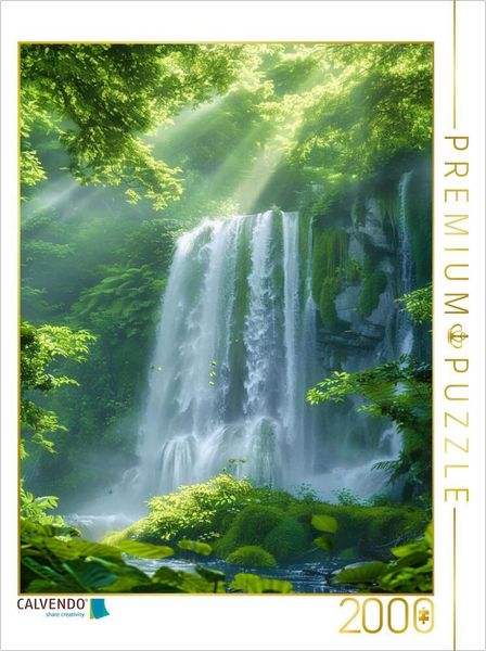 CALVENDO Puzzle Ein Motiv aus dem Kalender Titanen der Natur - Majestätische Wasserfälle im Anime - Stil | 2000 Teile Lege-Größe 90x67cm Foto-Puzzle