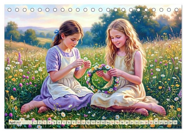 Produktbild: Gl&uuml;ckliche Kindertage - Impressionen aus vergangen Zeiten (Tischkalender 2027 DIN A5 quer), CALVENDO Monatskalender