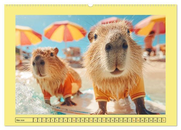 Produktbild: Capybaras on Tour. Wasserschweine als Weltenbummler (Wandkalender 2026 DIN A2 quer), CALVENDO Monatskalender