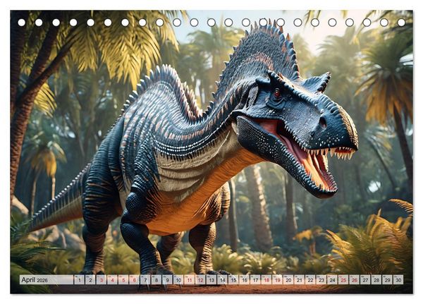 Produktbild: Dinosaurier - die Welt der Urzeitgiganten (Tischkalender 2026 DIN A5 quer), CALVENDO Monatskalender