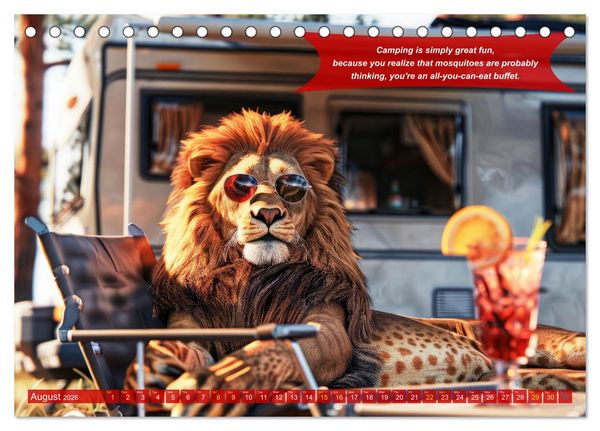 Produktbild: Funny charming animals as campers (Desk Calendar 2026 DIN A5 landscape), CALVENDO 12 Month DeskCalendar
