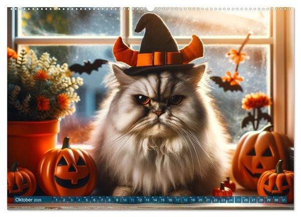 Produktbild: Katzenlaunen - Durch das Jahr mit Fluff und Grummeln (hochwertiger Premium Wandkalender 2026 DIN A2 quer), Kunstdruck in Hochglanz