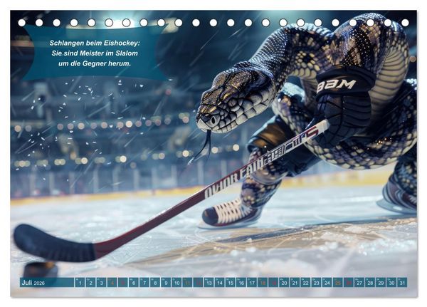 Produktbild: Der tierisch lustige Eishockey Kalender (Tischkalender 2026 DIN A5 quer), CALVENDO Monatskalender