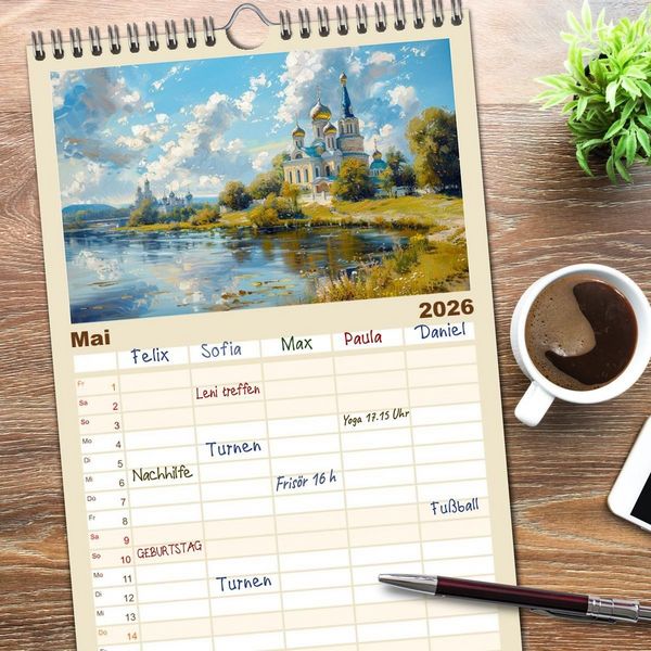 Produktbild: Familienplaner 2026 - Reise mit der ostslawischen Seele mit 5 Spalten (Wandkalender, 21 x 45 cm) CALVENDO