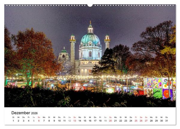 Produktbild: Wien nach Sonnenuntergang (hochwertiger Premium Wandkalender 2026 DIN A2 quer), Kunstdruck in Hochglanz