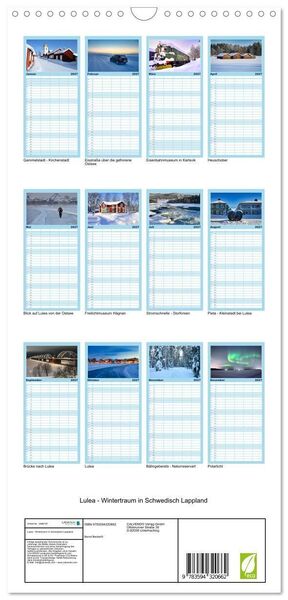 Produktbild: Familienplaner 2027 - Lulea - Wintertraum in Schwedisch Lappland mit 5 Spalten (Wandkalender, 21 x 45 cm) CALVENDO