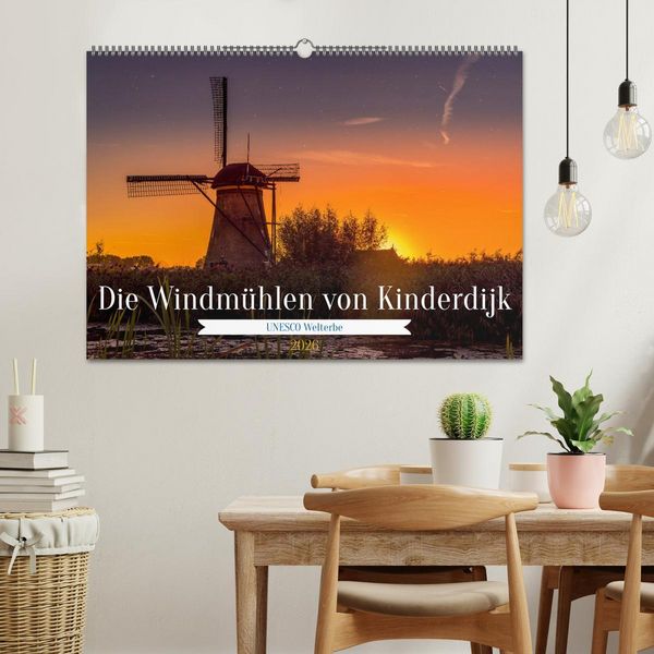 Produktbild: Die Windm&uuml;hlen von Kinderdijk - UNESCO Welterbe (Wandkalender 2026 DIN A2 quer), CALVENDO Monatskalender