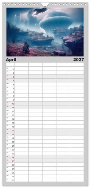 Produktbild: Familienplaner 2027 - Extraterrestrisch - Auf fremden Planeten mit 5 Spalten (Wandkalender, 21 x 45 cm) CALVENDO