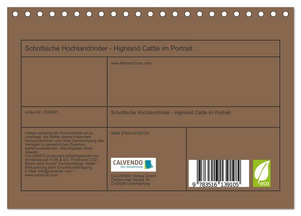 Produktbild: Schottische Hochlandrinder - Highland Cattle im Portrait (Tischkalender 2026 DIN A5 quer), CALVENDO Monatskalender