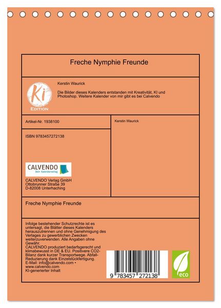 Produktbild: Freche Nymphie Freunde (Tischkalender 2026 DIN A5 hoch), CALVENDO Monatskalender