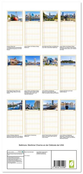 Produktbild: Familienplaner 2026 - Baltimore. Maritimer Charme an der Ostk&uuml;ste der USA mit 5 Spalten (Wandkalender, 21 x 45 cm) CALVENDO