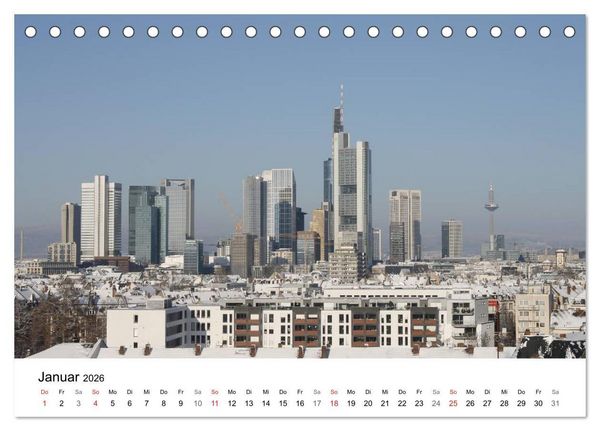 Produktbild: Frankfurt Skyline von Petrus Bodenstaff (Tischkalender 2026 DIN A5 quer), CALVENDO Monatskalender