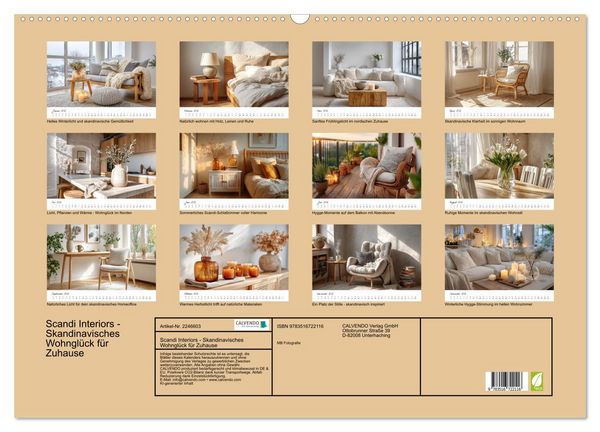 Produktbild: Scandi Interiors - Skandinavisches Wohngl&uuml;ck f&uuml;r Zuhause (Wandkalender 2026 DIN A2 quer), CALVENDO Monatskalender