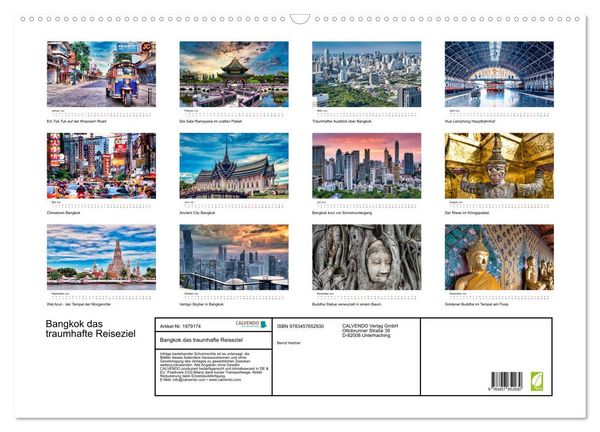 Produktbild: Bangkok das traumhafte Reiseziel (Wandkalender 2026 DIN A2 quer), CALVENDO Monatskalender