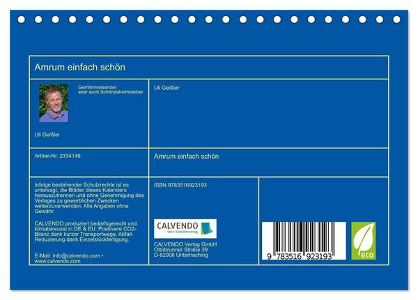 Produktbild: Amrum einfach sch&ouml;n (Tischkalender 2027 DIN A5 quer), CALVENDO Monatskalender