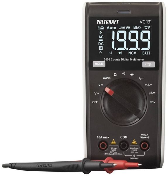 Produktbild: VOLTCRAFT VC131 Hand-Multimeter digital CAT III 600V Anzeige (Counts): 2000