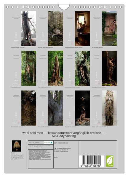 Produktbild: wabi sabi moe &mdash; bewundernswert verg&auml;nglich erotisch &mdash; Akt/Bodypainting (Wandkalender 2026 DIN A4 hoch), CALVENDO Monatskalender
