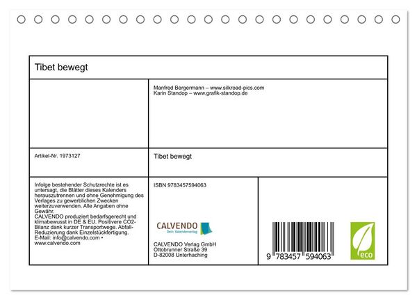 Produktbild: Tibet bewegt (Tischkalender 2026 DIN A5 quer), CALVENDO Monatskalender