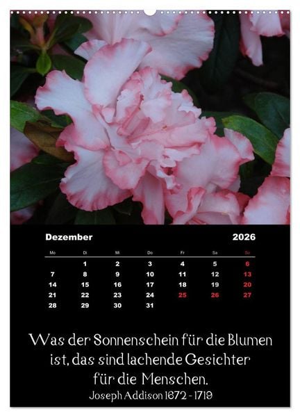 Produktbild: Spr&uuml;che und Zitate ber&uuml;hmter Personen &uuml;ber Blumen und Natur (hochwertiger Premium Wandkalender 2026 DIN A2 hoch), Kunstdruck in Hochglanz
