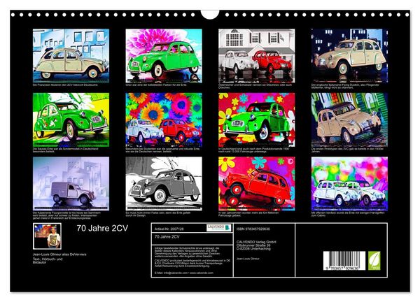 Produktbild: 70 Jahre 2CV (Wandkalender 2026 DIN A3 quer), CALVENDO Monatskalender