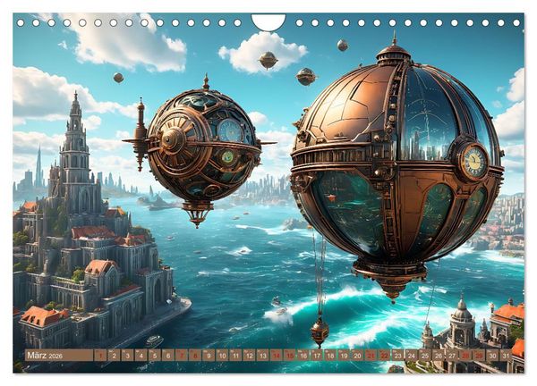 Produktbild: Steampunk Flugmaschinen (Wandkalender 2026 DIN A4 quer), CALVENDO Monatskalender