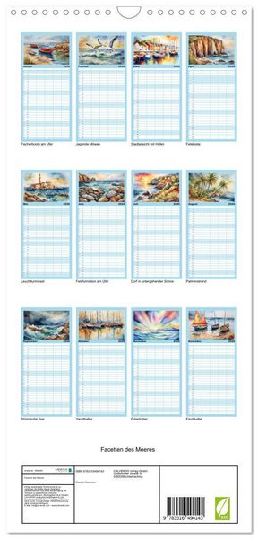 Produktbild: Familienplaner 2026 - Facetten des Meeres mit 5 Spalten (Wandkalender, 21 x 45 cm) CALVENDO