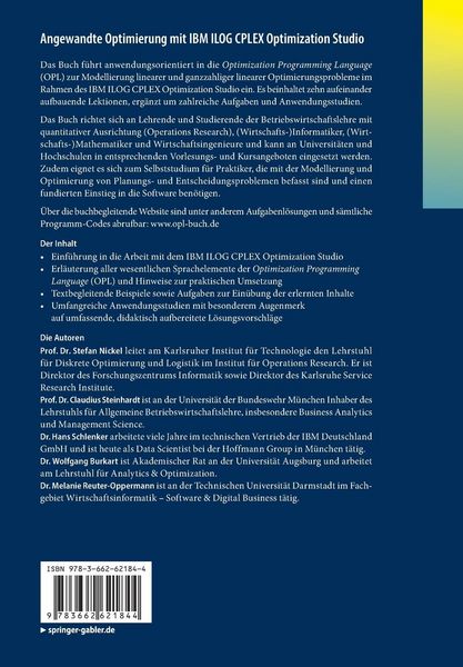 Produktbild: Angewandte Optimierung mit IBM ILOG CPLEX Optimization Studio