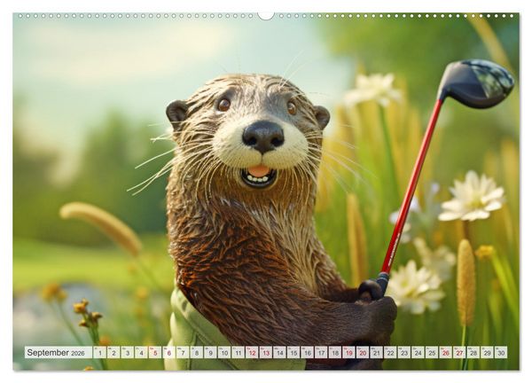 Produktbild: Flei&szlig;ige Otter - Wer h&auml;tte nicht gerne einen niedlichen Otter auf der Arbeit (Wandkalender 2026 DIN A2 quer), CALVENDO Monatskalender