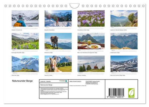 Produktbild: Naturwunder Berge (Wandkalender 2026 DIN A4 quer), CALVENDO Monatskalender