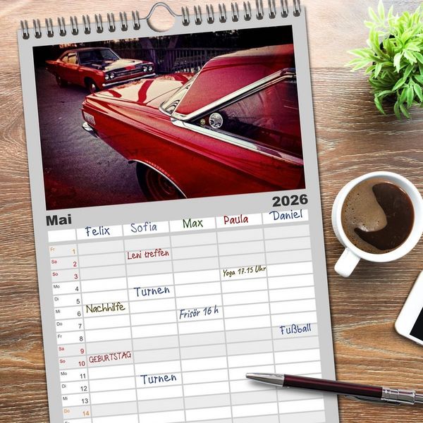 Produktbild: Familienplaner 2026 - US-Muscle-Cars - Plymouth mit 5 Spalten (Wandkalender, 21 x 45 cm) CALVENDO