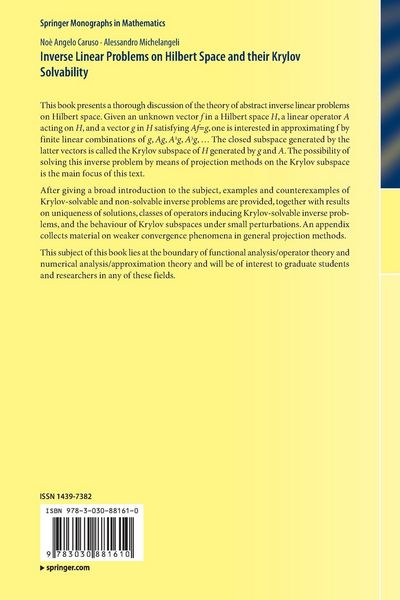 Produktbild: Inverse Linear Problems on Hilbert Space and their Krylov Solvability