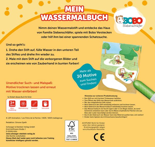 Produktbild: Bobo Siebenschl&auml;fer Mein Wassermalbuch