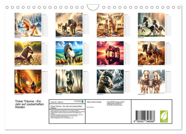 Produktbild: Tinker Tr&auml;ume - Ein Jahr auf zauberhaften Weiden (Wandkalender 2026 DIN A4 quer), CALVENDO Monatskalender