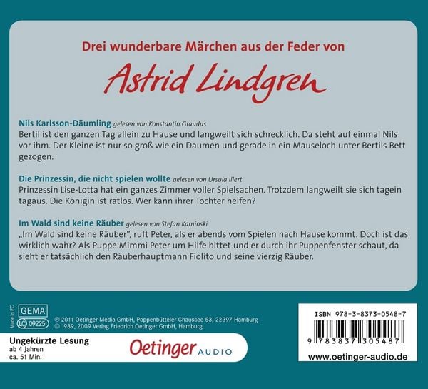 Produktbild: Nils Karlsson-D&auml;umling und andere Geschichten