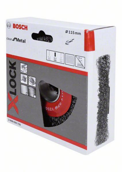 Produktbild: Bosch Accessories Scheibenb&uuml;rste Clean for Metal X-LOCK, gewellt, 115 mm, 0,3 mm 2608620732 1 St.